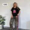 TATU1392 Lace Top with Leopard Print Bottom Set TATU1392 Lace Top with Leopard Print Bottom Set