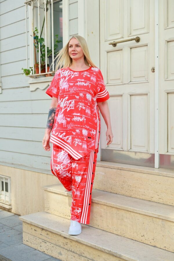 Graffiti Print Sporty Two-Piece Set