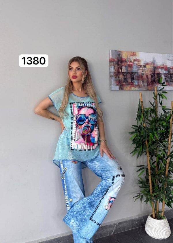 TATU1380 Premium Two-Piece Set - Graphic Top & Designer Jeans TATU1380 Premium Two-Piece Set - Graphic Top & Designer Jeans