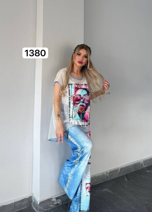 TATU1380 Premium Two-Piece Set - Graphic Top & Designer Jeans TATU1380 Premium Two-Piece Set - Graphic Top & Designer Jeans
