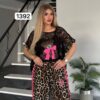 TATU1392 Lace Top with Leopard Print Bottom Set TATU1392 Lace Top with Leopard Print Bottom Set