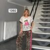 TATU1392 Lace Top with Leopard Print Bottom Set TATU1392 Lace Top with Leopard Print Bottom Set