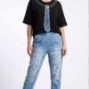 TATU1309 Premium Two-Piece Set - Decorative Top & Embellished Denim Bottoms TATU1309 Premium Two-Piece Set - Decorative Top & Embellished Denim Bottoms