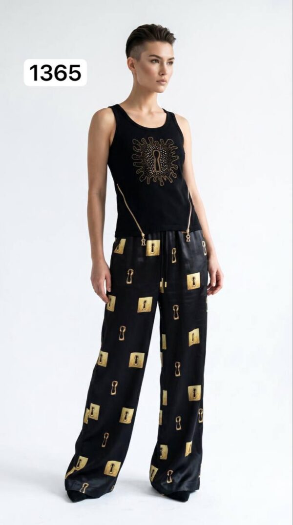 TATU1365 Black Top & Bottom Set - Premium Wholesale Fashion TATU1365 Black Top & Bottom Set - Premium Wholesale Fashion