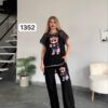 Women's Designer Bear Graphic T-Shirt & Pants Set Women's Designer Bear Graphic T-Shirt & Pants Set