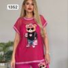 Women's Designer Bear Graphic T-Shirt & Pants Set Women's Designer Bear Graphic T-Shirt & Pants Set