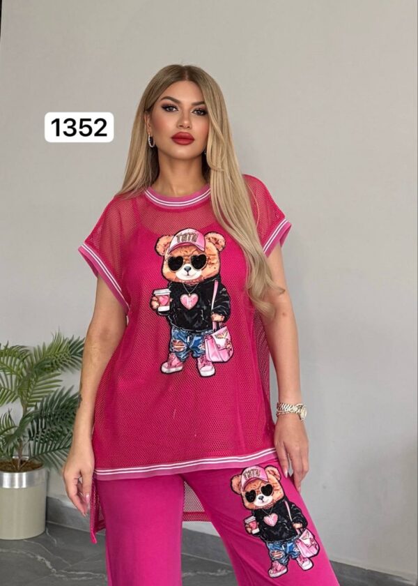 Women's Designer Bear Graphic T-Shirt & Pants Set Women's Designer Bear Graphic T-Shirt & Pants Set