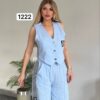 Premium Velvet Crop Vest & Wide-Leg Trousers Set Premium Velvet Crop Vest & Wide-Leg Trousers Set
