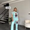 Women's Designer Bear Graphic T-Shirt & Pants Set Women's Designer Bear Graphic T-Shirt & Pants Set
