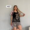 Leopard Print Mesh Top & Leopard Shorts Set Leopard Print Mesh Top & Leopard Shorts Set