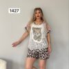 Leopard Print Mesh Top & Leopard Shorts Set Leopard Print Mesh Top & Leopard Shorts Set