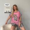 Leopard Print Mesh Top & Leopard Shorts Set Leopard Print Mesh Top & Leopard Shorts Set