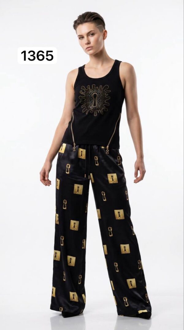 TATU1365 Black Top & Bottom Set - Premium Wholesale Fashion TATU1365 Black Top & Bottom Set - Premium Wholesale Fashion