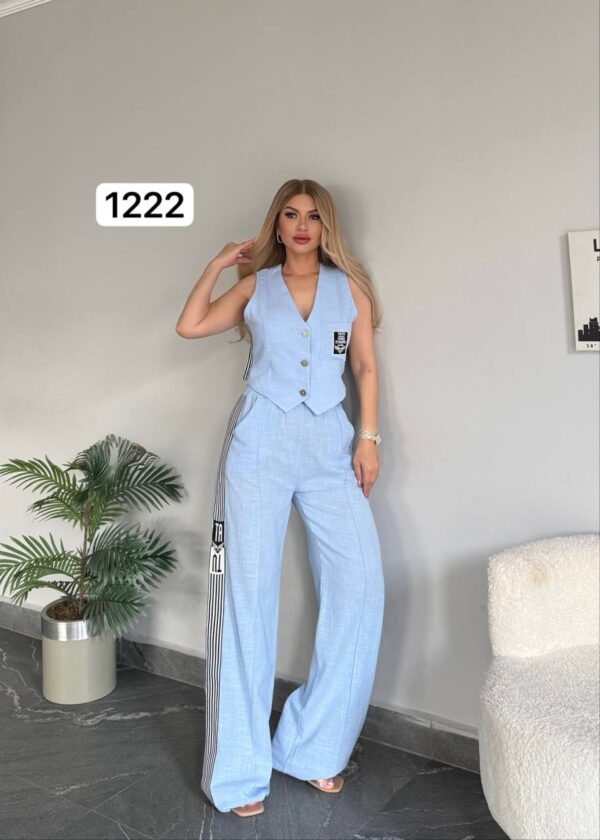 Premium Velvet Crop Vest & Wide-Leg Trousers Set Premium Velvet Crop Vest & Wide-Leg Trousers Set