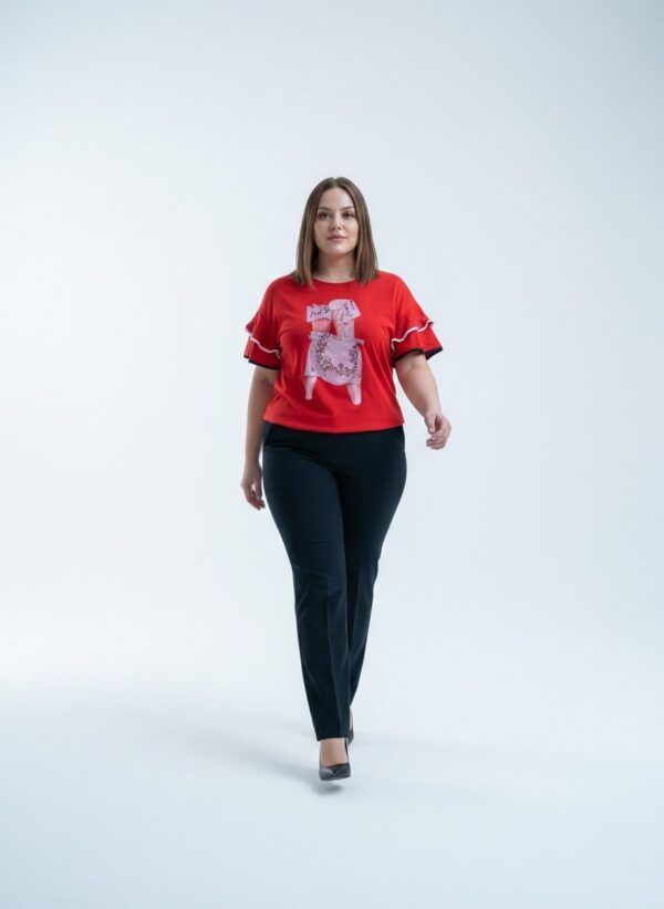 Premium Red Ruffle Blouse - Wholesale Fashion Premium Red Ruffle Blouse - Wholesale Fashion
