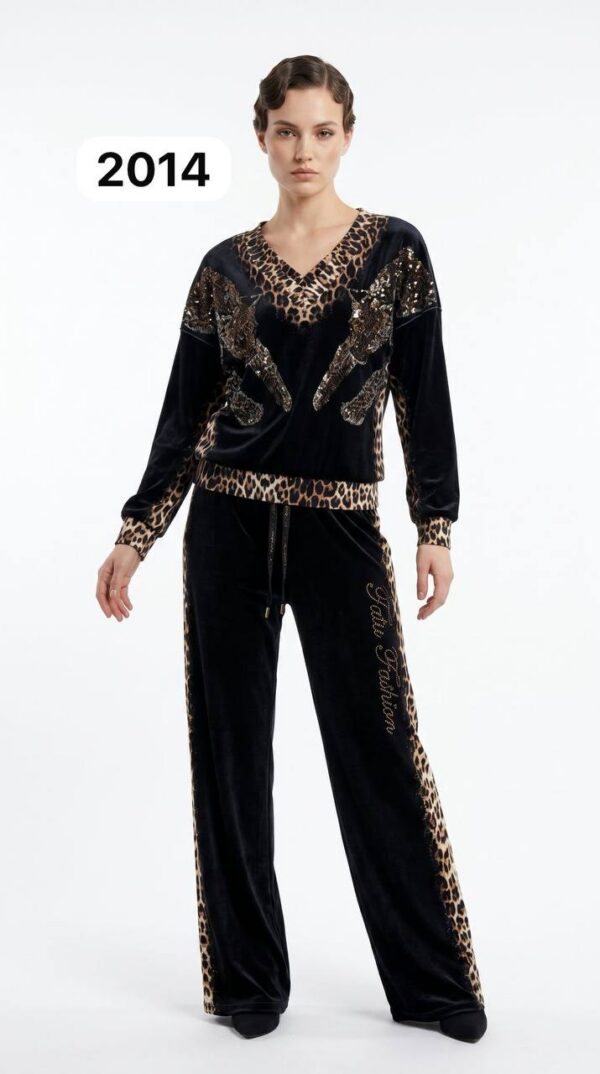 TATU2014 Velvet Leopard Print Tracksuit Set TATU2014 Velvet Leopard Print Tracksuit Set