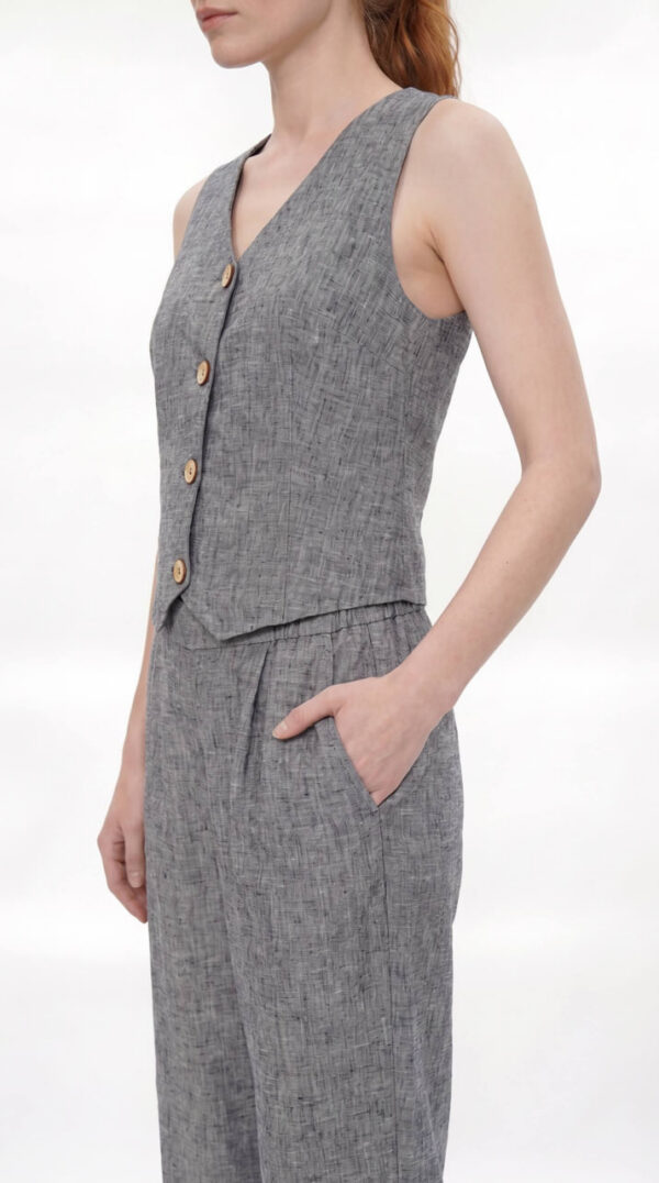 Premium Linen Two-Piece Set - Professional Tank Top & Wide-Leg Pants
