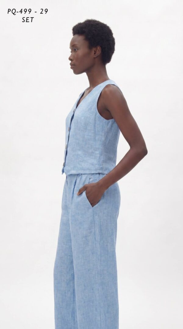 Premium Linen Two-Piece Set - Professional Tank Top & Wide-Leg Pants