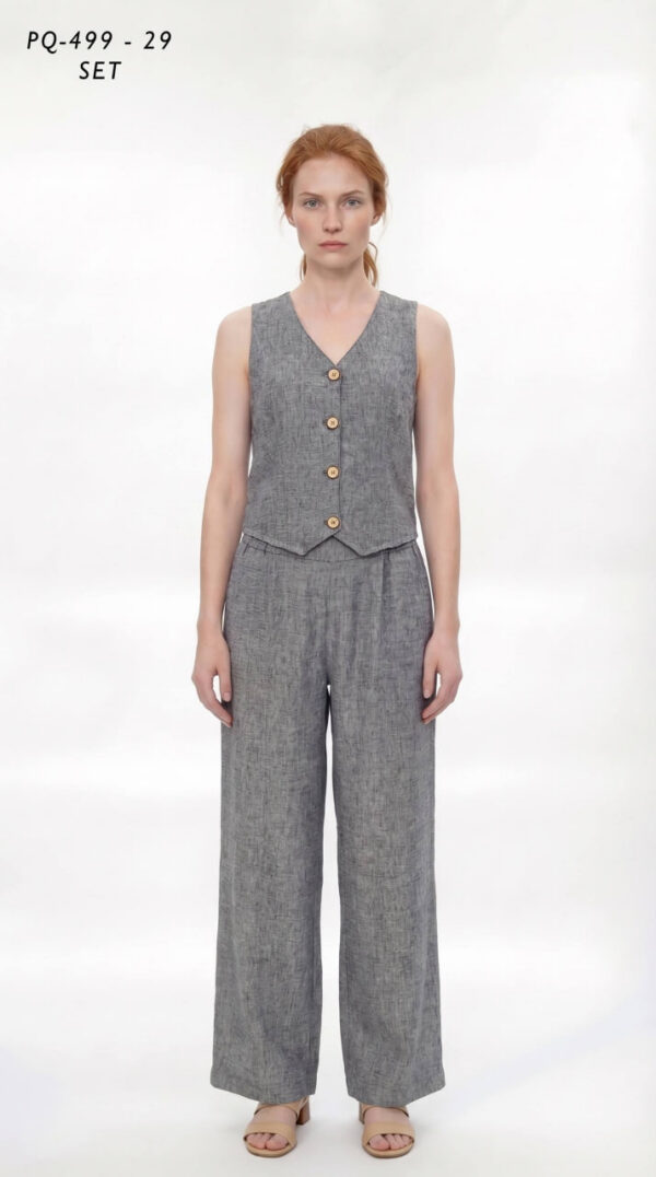 Premium Linen Two-Piece Set - Professional Tank Top & Wide-Leg Pants