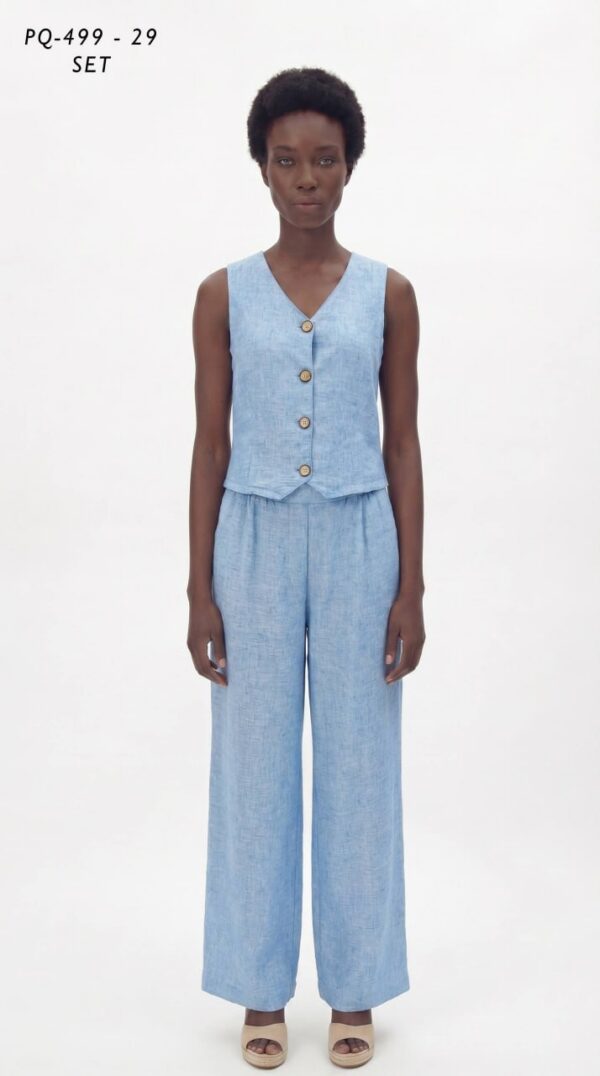 Premium Linen Two-Piece Set - Professional Tank Top & Wide-Leg Pants