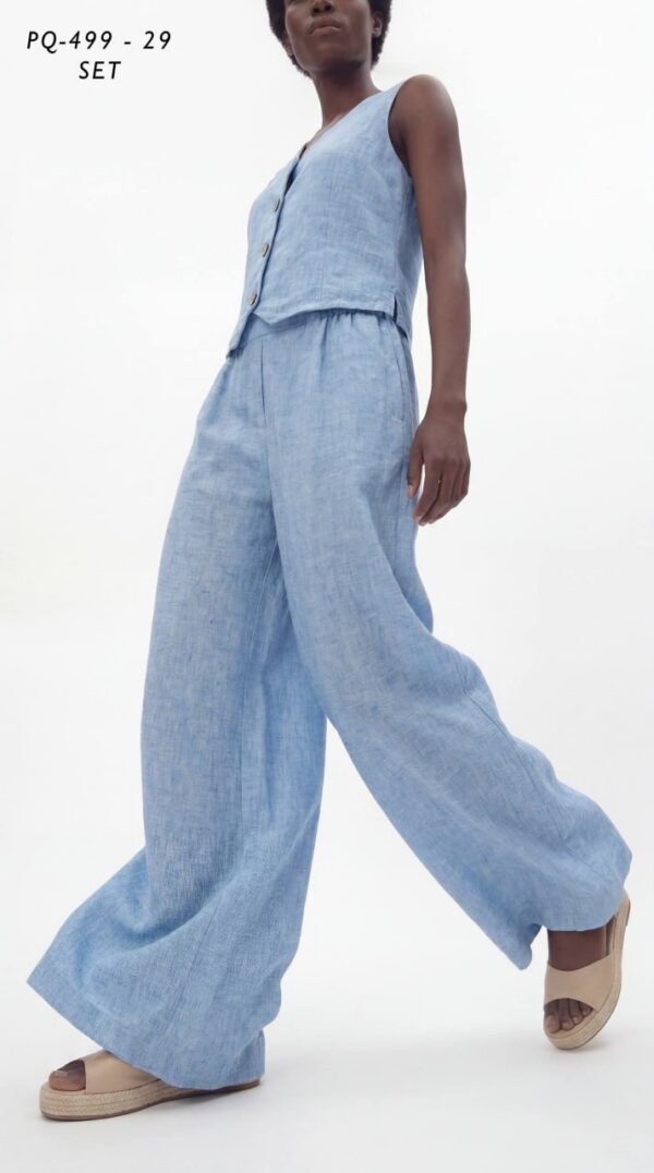Premium Linen Two-Piece Set - Professional Tank Top & Wide-Leg Pants