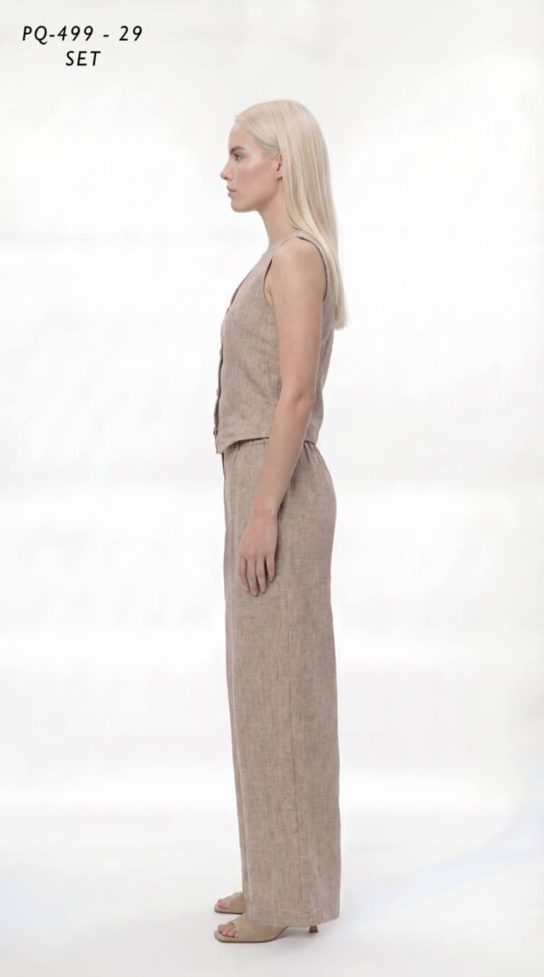 Premium Linen Two-Piece Set - Professional Tank Top & Wide-Leg Pants