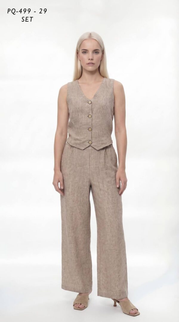Premium Linen Two-Piece Set - Professional Tank Top & Wide-Leg Pants
