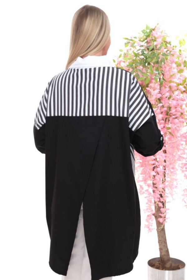 Wholesale Asymmetrical Striped Panel Tunic Shirt Wholesale Asymmetrical Striped Panel Tunic Shirt