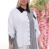 Wholesale Asymmetrical Striped Panel Tunic Shirt Wholesale Asymmetrical Striped Panel Tunic Shirt