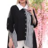 Wholesale Asymmetrical Striped Panel Tunic Shirt Wholesale Asymmetrical Striped Panel Tunic Shirt