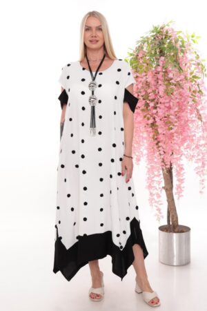 Polka Dot Asymmetrical Tunic Dress - Wholesale Fashion Polka Dot Asymmetrical Tunic Dress - Wholesale Fashion