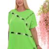 Premium Neon Green Blouse with Decorative Stripe Detail Premium Neon Green Blouse with Decorative Stripe Detail