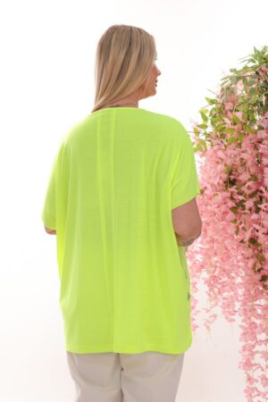 Premium Neon Green Blouse with Decorative Stripe Detail