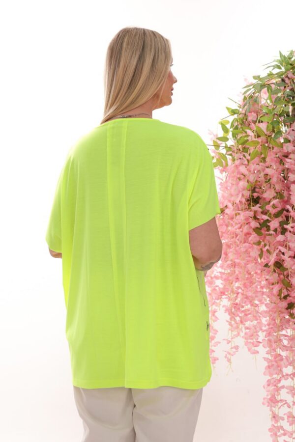 Premium Neon Green Blouse with Decorative Stripe Detail Premium Neon Green Blouse with Decorative Stripe Detail