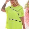 Premium Neon Green Blouse with Decorative Stripe Detail Premium Neon Green Blouse with Decorative Stripe Detail