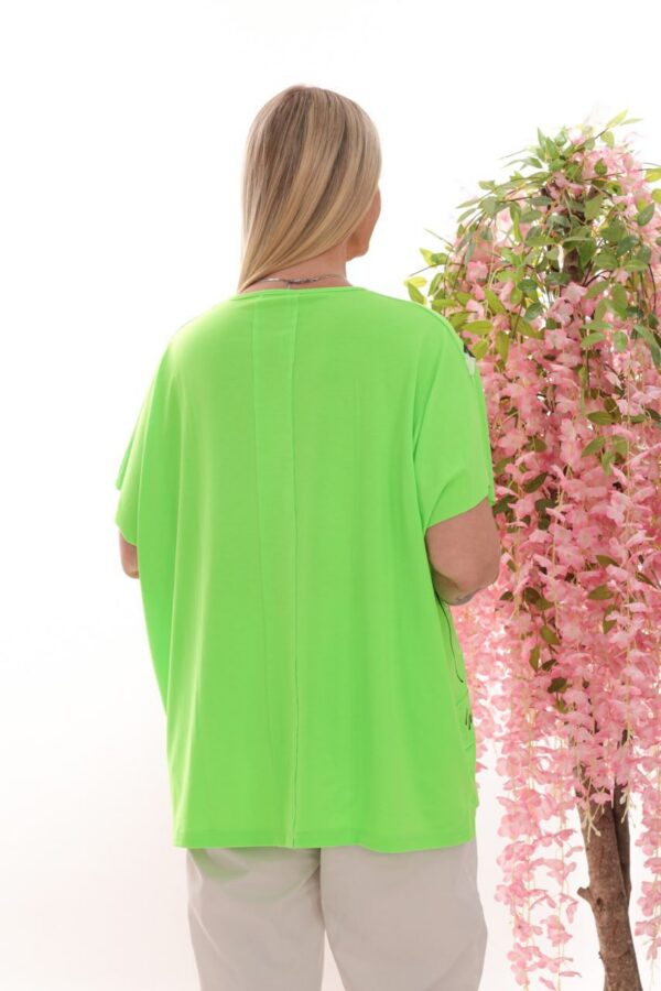 Premium Neon Green Blouse with Decorative Stripe Detail Premium Neon Green Blouse with Decorative Stripe Detail