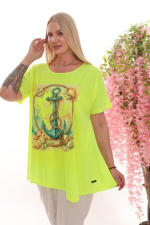 Premium Neon Yellow Graphic Blouse - Wholesale Fashion Top Premium Neon Yellow Graphic Blouse - Wholesale Fashion Top