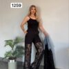TATU1259 Rhinestone Embellished Lace Pants Set TATU1259 Rhinestone Embellished Lace Pants Set