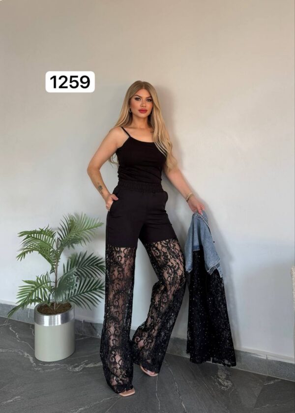 TATU1259 Rhinestone Embellished Lace Pants Set TATU1259 Rhinestone Embellished Lace Pants Set