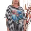 Premium Striped Graphic Blouse - Wholesale Fashion Top Premium Striped Graphic Blouse - Wholesale Fashion Top