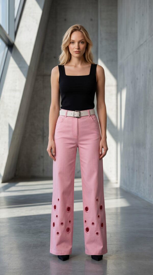 Premium Eyelet Detail Trousers - Wholesale