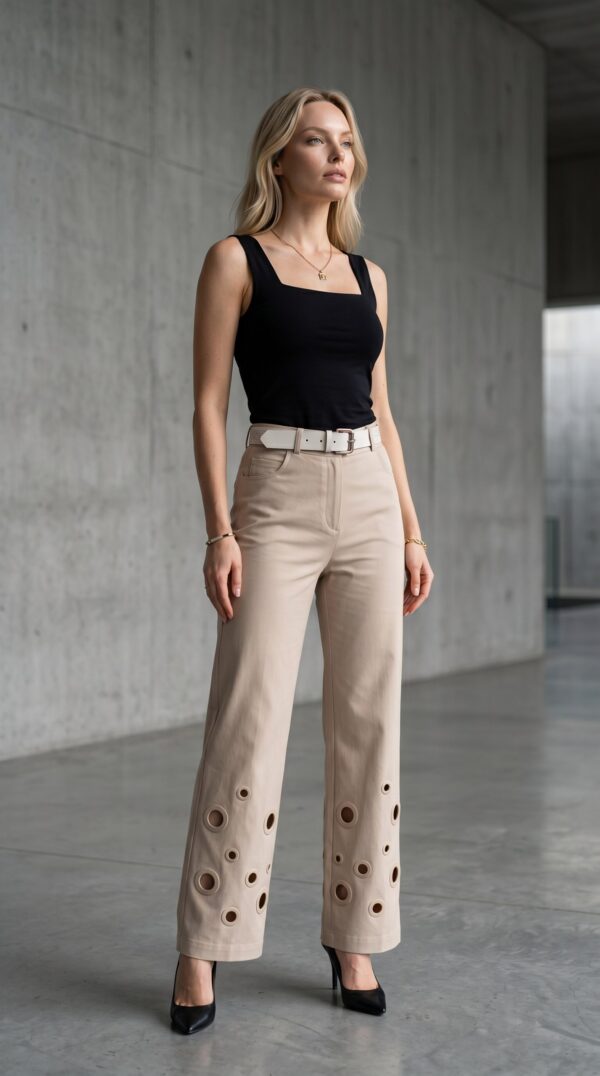 Premium Eyelet Detail Trousers - Wholesale