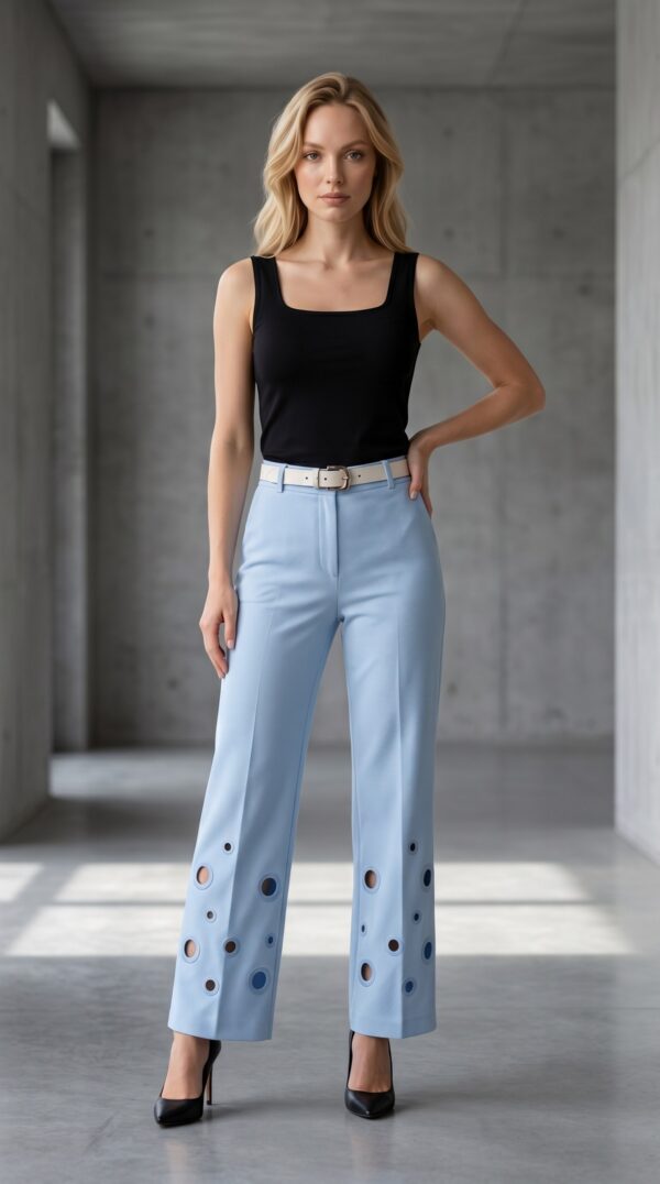 Premium Eyelet Detail Trousers - Wholesale