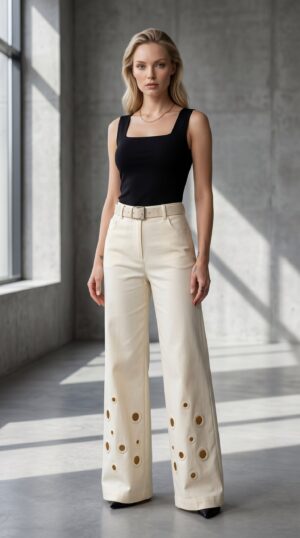 Premium Eyelet Detail Trousers - Wholesale