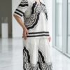 Monochrome Butterfly Print Two-Piece Set Monochrome Butterfly Print Two-Piece Set