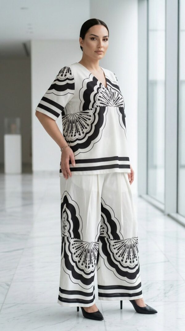 Monochrome Butterfly Print Two-Piece Set Monochrome Butterfly Print Two-Piece Set