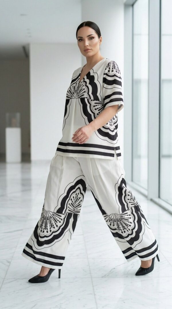Monochrome Butterfly Print Two-Piece Set Monochrome Butterfly Print Two-Piece Set