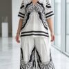 Monochrome Butterfly Print Two-Piece Set Monochrome Butterfly Print Two-Piece Set