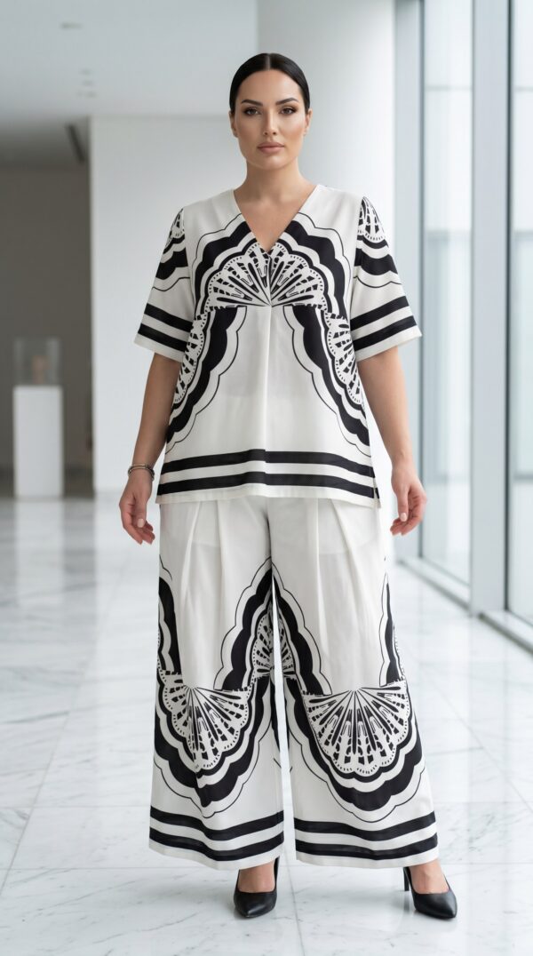 Monochrome Butterfly Print Two-Piece Set Monochrome Butterfly Print Two-Piece Set
