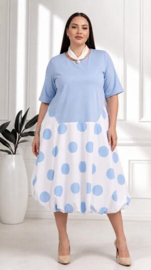 Premium Polka Dot Midi Dress - Black & White